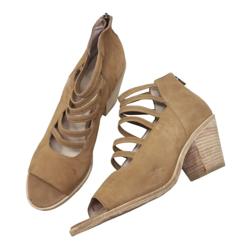 Eileen Fisher Womens Heels James Sienna Nubuck Leather Strappy Sandal Shoes 10